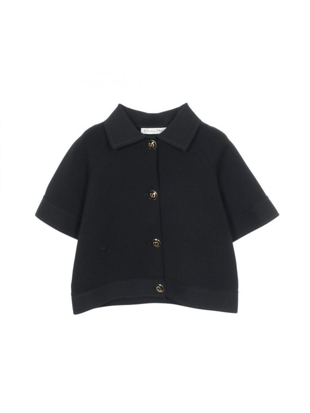 Dior CD Logo Button Short Sleeve Black Jacket